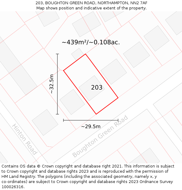 203, BOUGHTON GREEN ROAD, NORTHAMPTON, NN2 7AF: Plot and title map