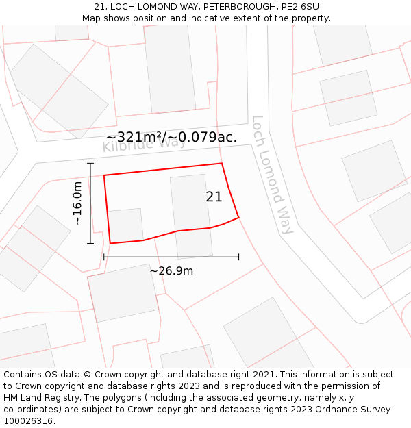 21, LOCH LOMOND WAY, PETERBOROUGH, PE2 6SU: Plot and title map