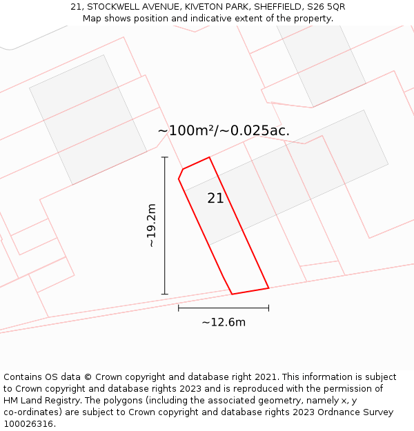 21, STOCKWELL AVENUE, KIVETON PARK, SHEFFIELD, S26 5QR: Plot and title map
