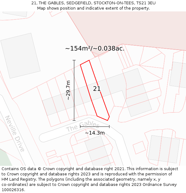 21, THE GABLES, SEDGEFIELD, STOCKTON-ON-TEES, TS21 3EU: Plot and title map