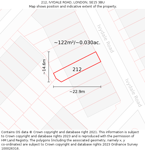 212, IVYDALE ROAD, LONDON, SE15 3BU: Plot and title map