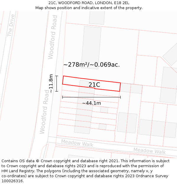 21C, WOODFORD ROAD, LONDON, E18 2EL: Plot and title map