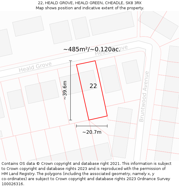 22, HEALD GROVE, HEALD GREEN, CHEADLE, SK8 3RX: Plot and title map