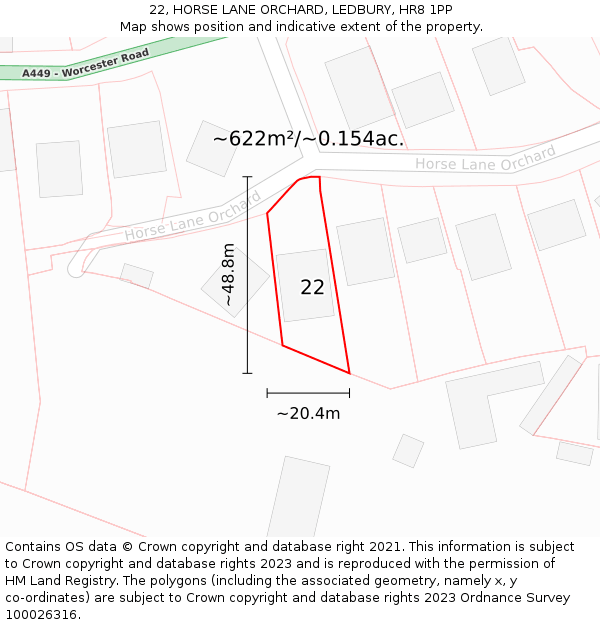 22, HORSE LANE ORCHARD, LEDBURY, HR8 1PP: Plot and title map