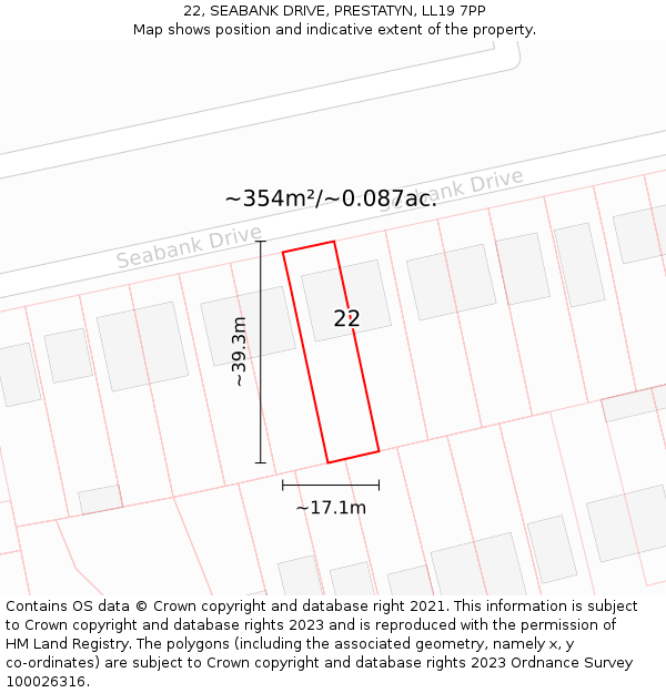22, SEABANK DRIVE, PRESTATYN, LL19 7PP: Plot and title map