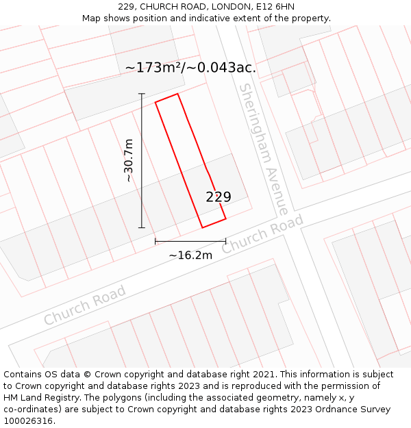 229, CHURCH ROAD, LONDON, E12 6HN: Plot and title map