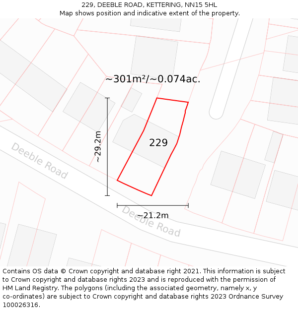 229, DEEBLE ROAD, KETTERING, NN15 5HL: Plot and title map