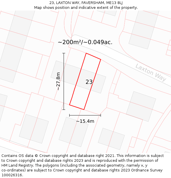 23, LAXTON WAY, FAVERSHAM, ME13 8LJ: Plot and title map