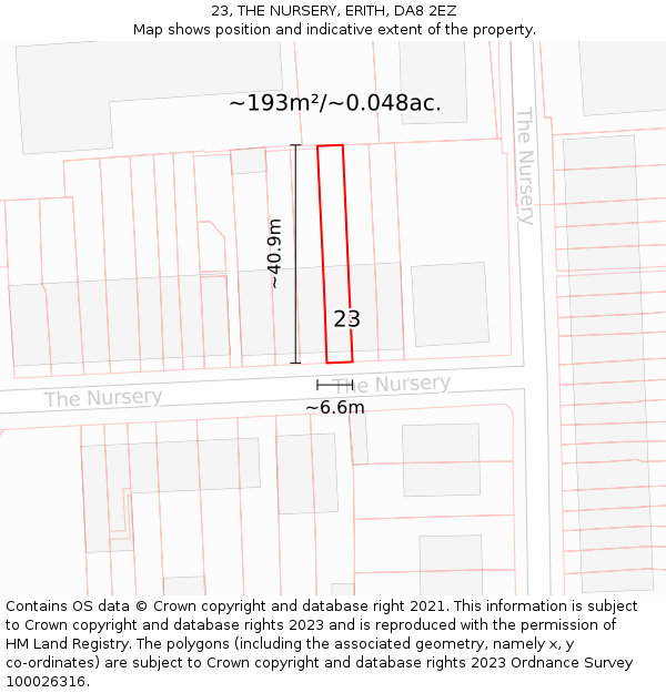 23, THE NURSERY, ERITH, DA8 2EZ: Plot and title map