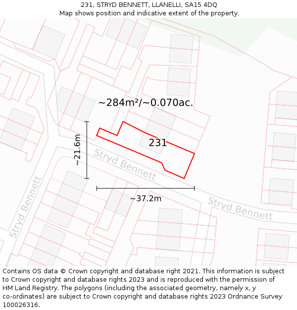231, STRYD BENNETT, LLANELLI, SA15 4DQ: Plot and title map