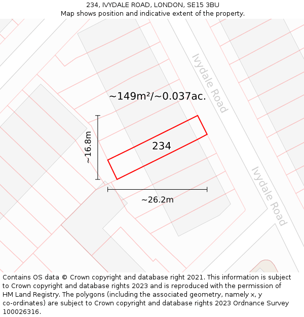 234, IVYDALE ROAD, LONDON, SE15 3BU: Plot and title map