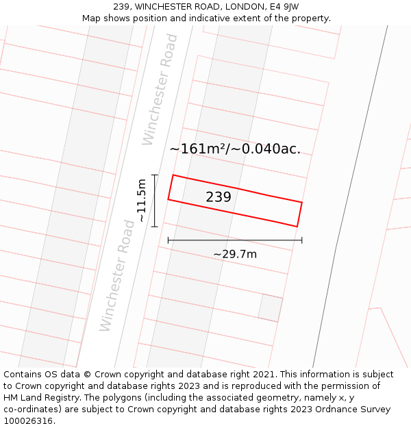 239, WINCHESTER ROAD, LONDON, E4 9JW: Plot and title map