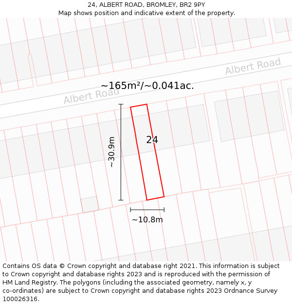 24, ALBERT ROAD, BROMLEY, BR2 9PY: Plot and title map