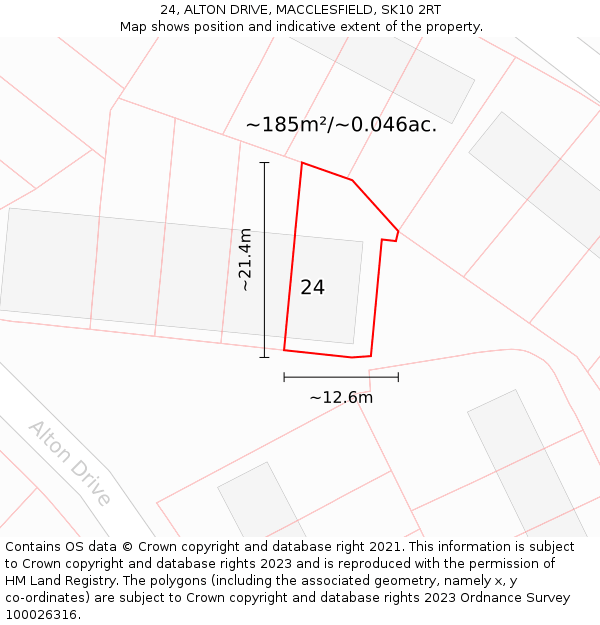24, ALTON DRIVE, MACCLESFIELD, SK10 2RT: Plot and title map