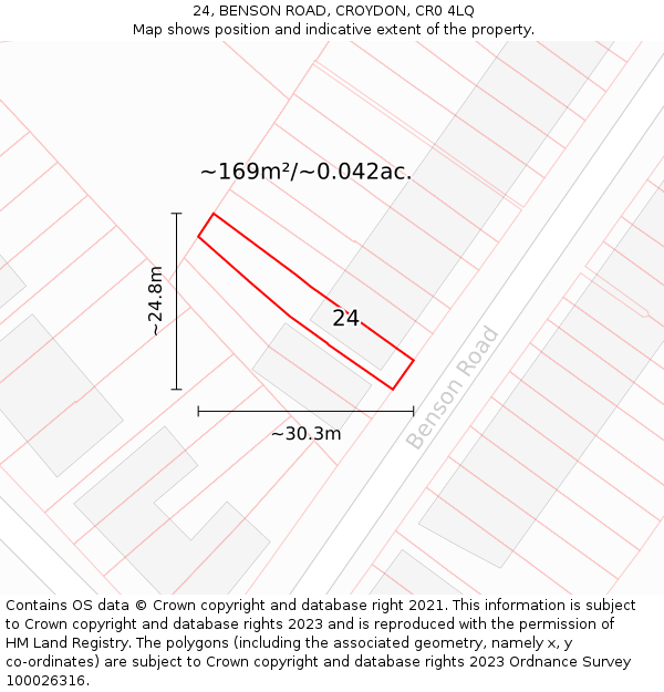 24, BENSON ROAD, CROYDON, CR0 4LQ: Plot and title map