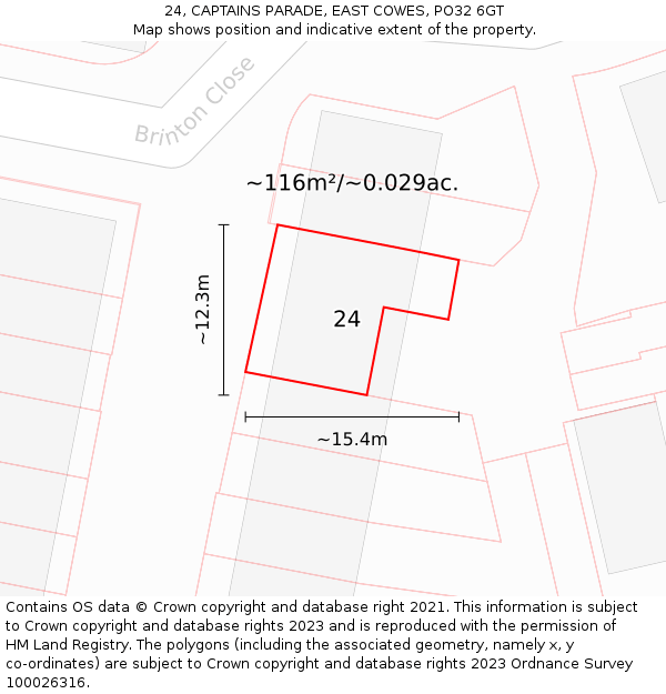 24, CAPTAINS PARADE, EAST COWES, PO32 6GT: Plot and title map