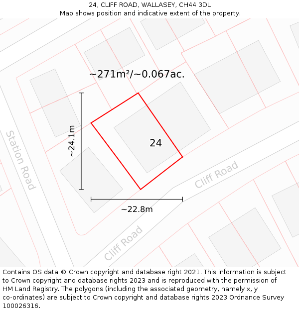 24, CLIFF ROAD, WALLASEY, CH44 3DL: Plot and title map