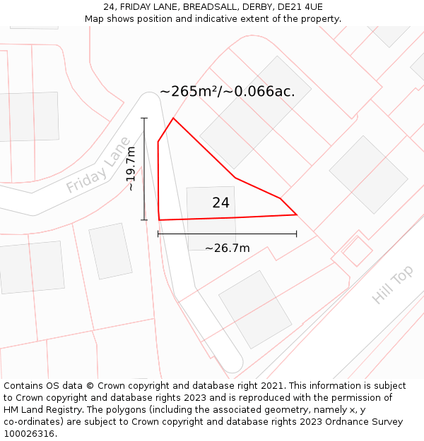 24, FRIDAY LANE, BREADSALL, DERBY, DE21 4UE: Plot and title map