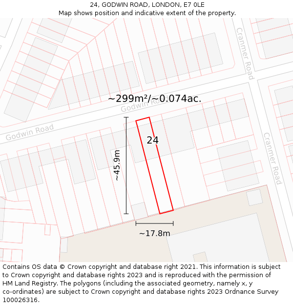 24, GODWIN ROAD, LONDON, E7 0LE: Plot and title map