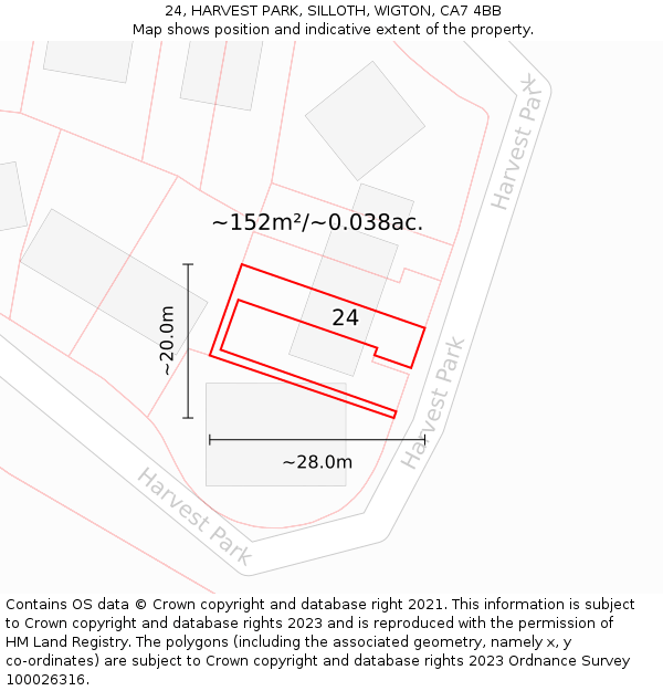 24, HARVEST PARK, SILLOTH, WIGTON, CA7 4BB: Plot and title map