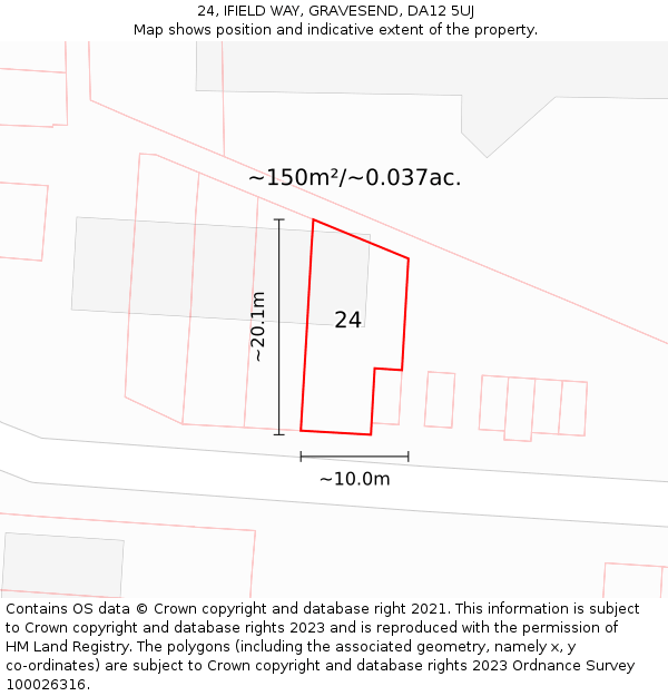 24, IFIELD WAY, GRAVESEND, DA12 5UJ: Plot and title map