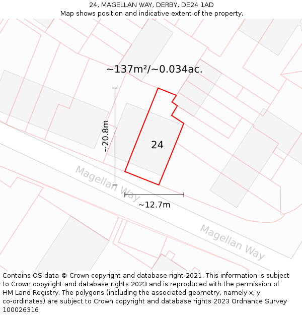 24, MAGELLAN WAY, DERBY, DE24 1AD: Plot and title map