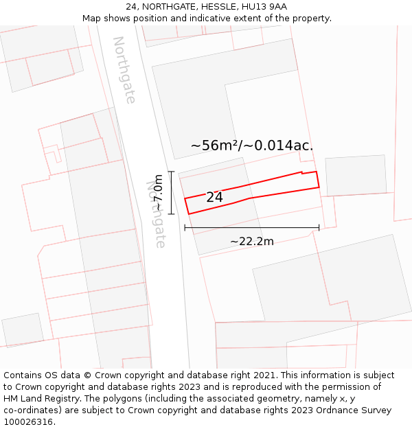 24, NORTHGATE, HESSLE, HU13 9AA: Plot and title map