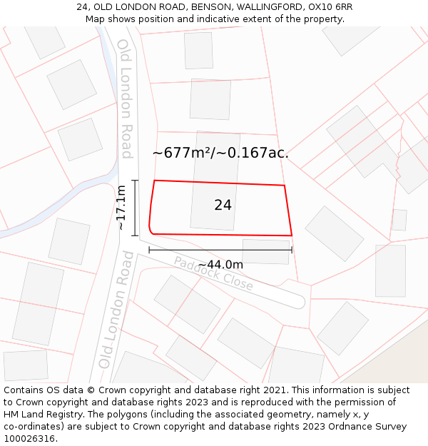 24, OLD LONDON ROAD, BENSON, WALLINGFORD, OX10 6RR: Plot and title map