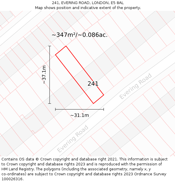 241, EVERING ROAD, LONDON, E5 8AL: Plot and title map