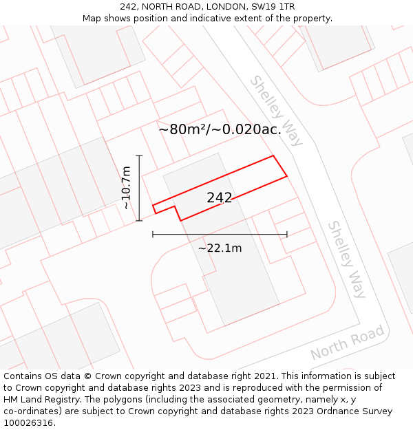 242, NORTH ROAD, LONDON, SW19 1TR: Plot and title map