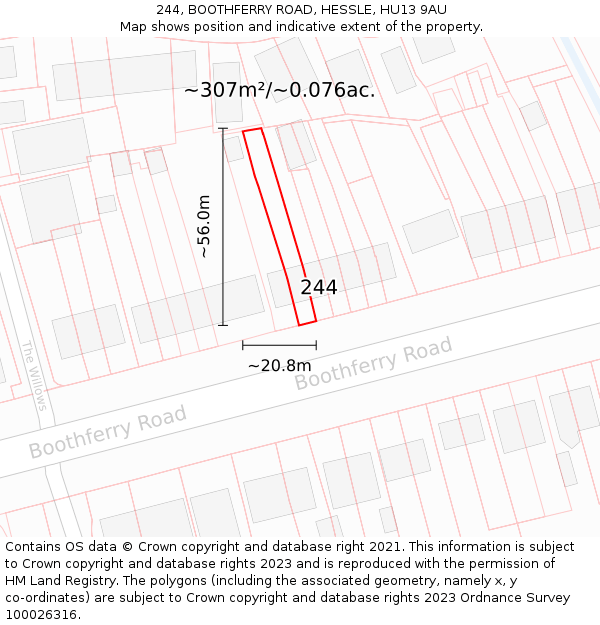 244, BOOTHFERRY ROAD, HESSLE, HU13 9AU: Plot and title map