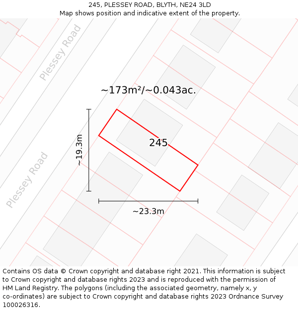 245, PLESSEY ROAD, BLYTH, NE24 3LD: Plot and title map
