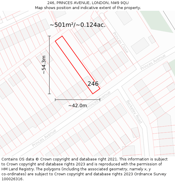 246, PRINCES AVENUE, LONDON, NW9 9QU: Plot and title map