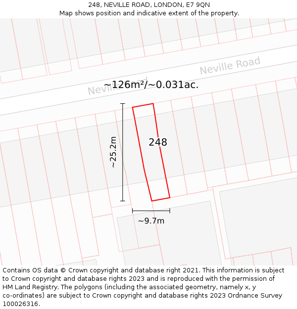 248, NEVILLE ROAD, LONDON, E7 9QN: Plot and title map