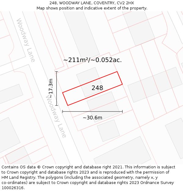 248, WOODWAY LANE, COVENTRY, CV2 2HX: Plot and title map