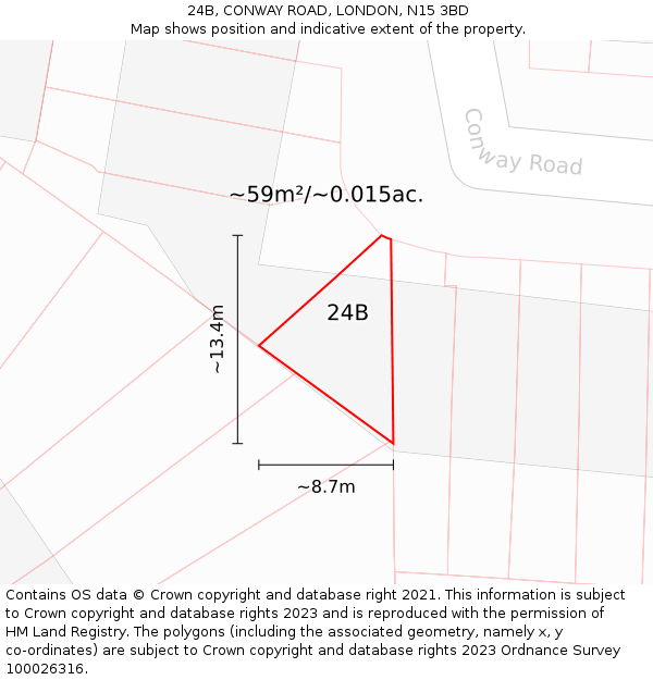 24B, CONWAY ROAD, LONDON, N15 3BD: Plot and title map