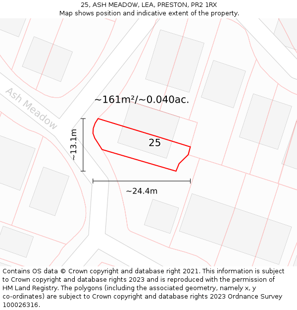 25, ASH MEADOW, LEA, PRESTON, PR2 1RX: Plot and title map