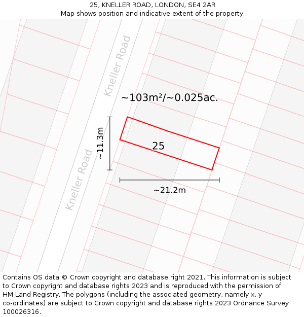 25, KNELLER ROAD, LONDON, SE4 2AR: Plot and title map
