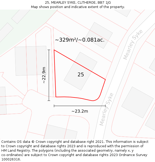 25, MEARLEY SYKE, CLITHEROE, BB7 1JG: Plot and title map