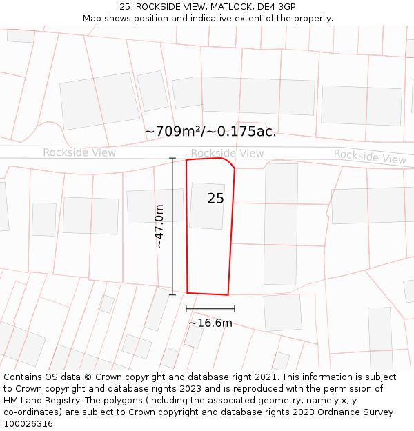 25, ROCKSIDE VIEW, MATLOCK, DE4 3GP: Plot and title map