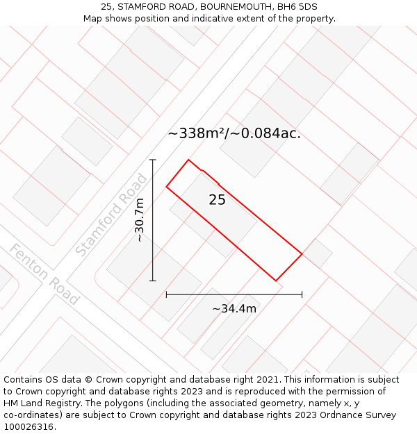 25, STAMFORD ROAD, BOURNEMOUTH, BH6 5DS: Plot and title map