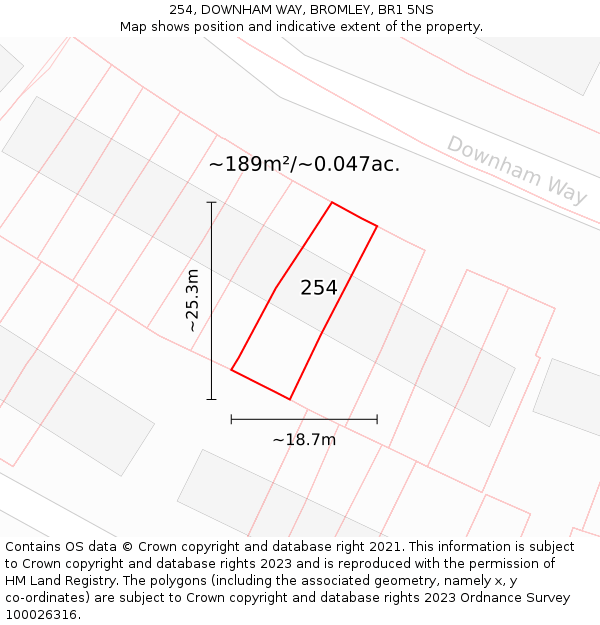 254, DOWNHAM WAY, BROMLEY, BR1 5NS: Plot and title map