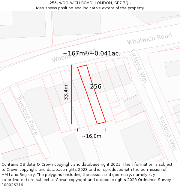 256, WOOLWICH ROAD, LONDON, SE7 7QU: Plot and title map