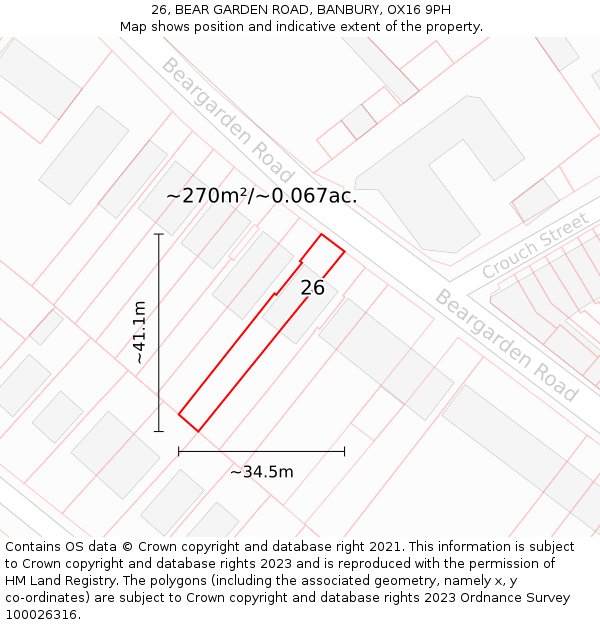 26, BEAR GARDEN ROAD, BANBURY, OX16 9PH: Plot and title map