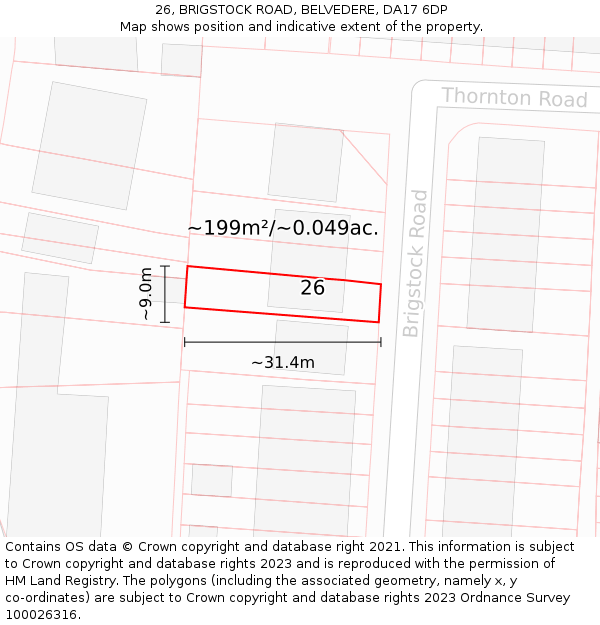 26, BRIGSTOCK ROAD, BELVEDERE, DA17 6DP: Plot and title map