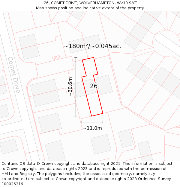 26, COMET DRIVE, WOLVERHAMPTON, WV10 9AZ: Plot and title map