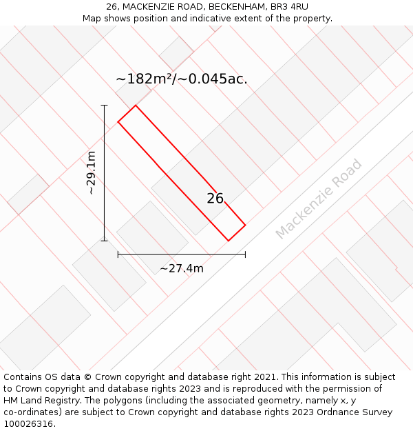 26, MACKENZIE ROAD, BECKENHAM, BR3 4RU: Plot and title map