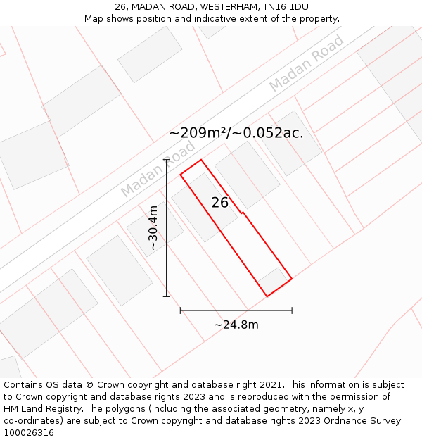 26, MADAN ROAD, WESTERHAM, TN16 1DU: Plot and title map