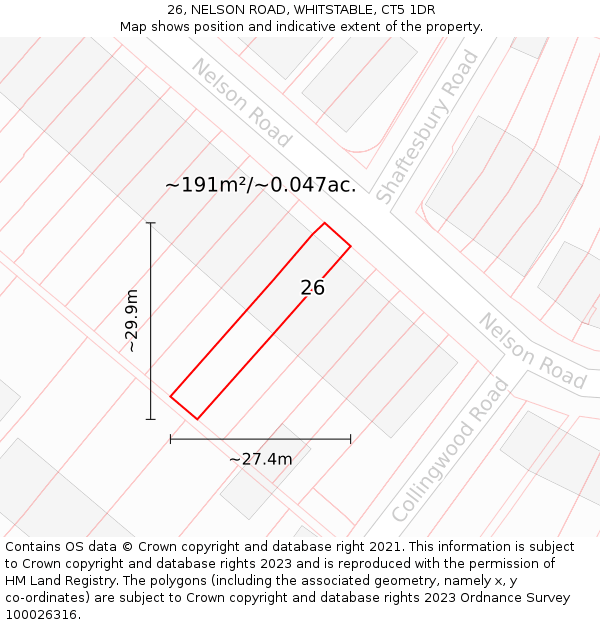 26, NELSON ROAD, WHITSTABLE, CT5 1DR: Plot and title map