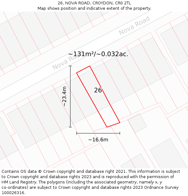 26, NOVA ROAD, CROYDON, CR0 2TL: Plot and title map